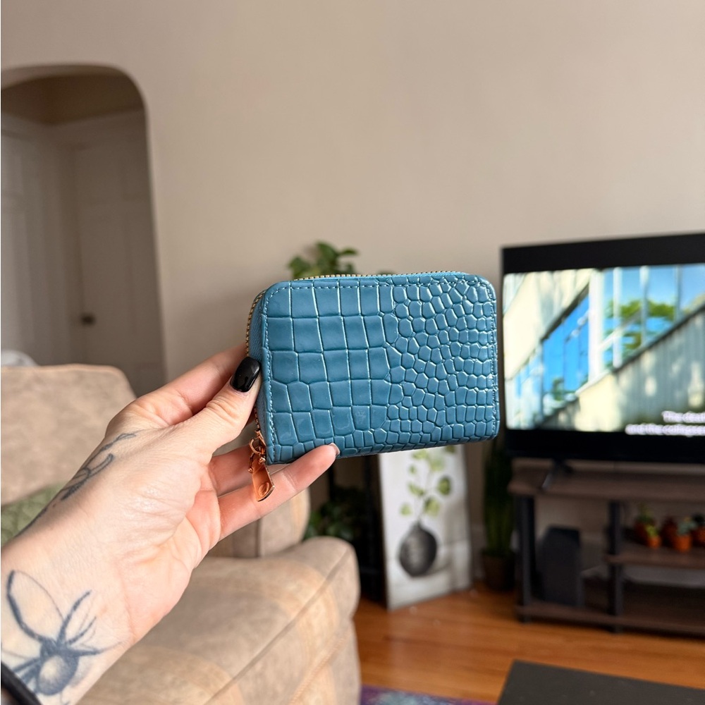 Blue Croc-Embossed Wallet